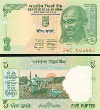 *5 Rupií India 1997-2003, P88A UNC - Kliknutím na obrázok zatvorte -